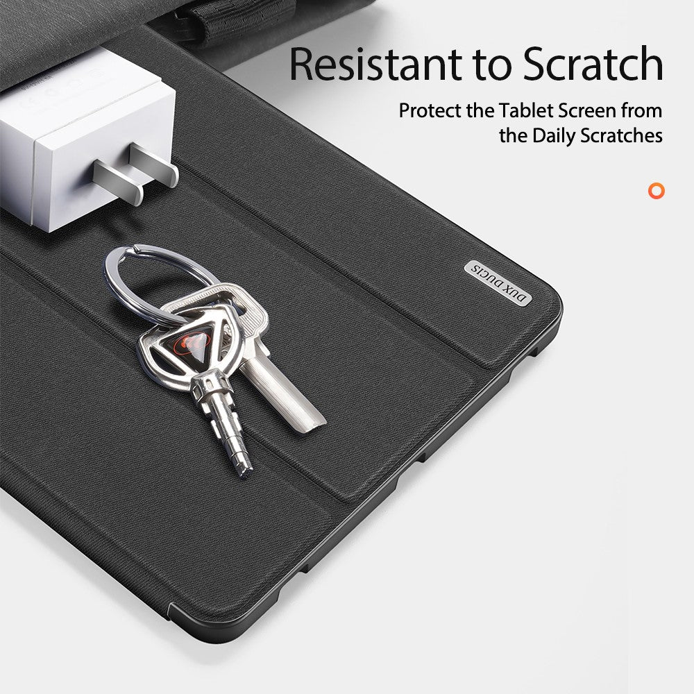 DUX DUCIS DOMO-serien, tredobbelt foldbart PU-læderstativetui til Samsung Galaxy Tab S7 / Tab S8, automatisk dvale/vækning, beskyttende fulddækkende etui med penholder
