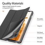 DUX DUCIS DOMO-serien, tredobbelt foldbart PU-læderstativetui til Samsung Galaxy Tab S7 / Tab S8, automatisk dvale/vækning, beskyttende fulddækkende etui med penholder