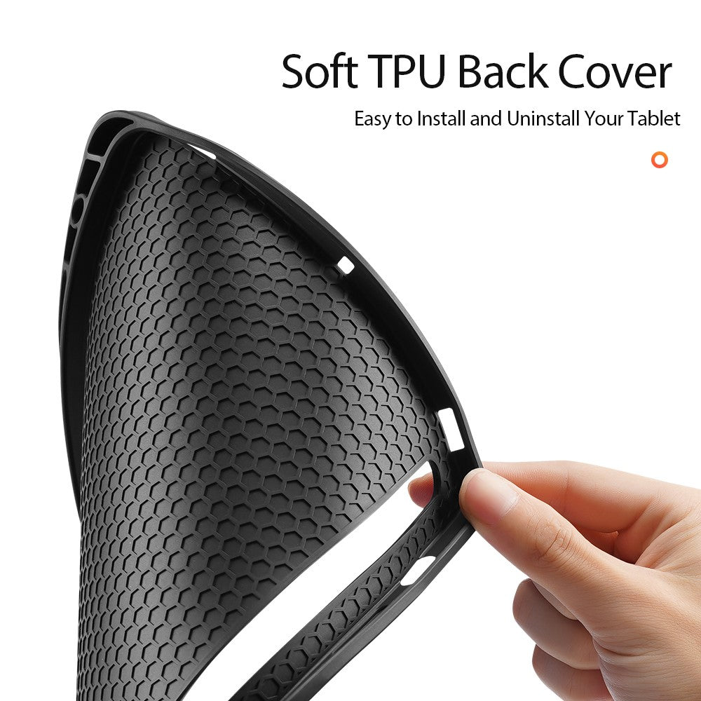 DUX DUCIS DOMO-serien, tredobbelt foldbart PU-læderstativetui til Samsung Galaxy Tab S7 / Tab S8, automatisk dvale/vækning, beskyttende fulddækkende etui med penholder