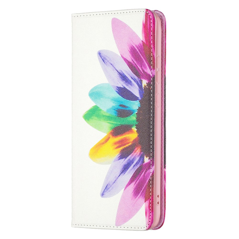 Til Samsung Galaxy A33 5G Mønstertryk PU-læder Cover Stativ Skjult Magnetisk Adsorption Stødsikker Flip Wallet Telefonetui