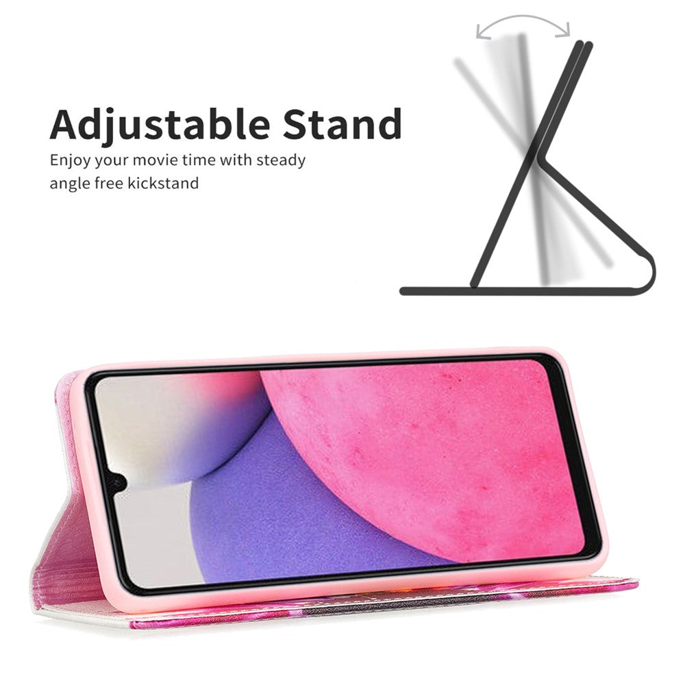 Til Samsung Galaxy A33 5G Mønstertryk PU-læder Cover Stativ Skjult Magnetisk Adsorption Stødsikker Flip Wallet Telefonetui