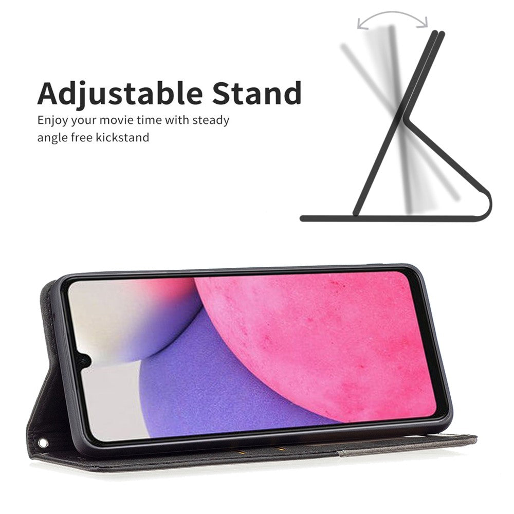 Til Samsung Galaxy A33 5G telefoncover aftryk mønster splejsning stil telefoncover kortlommer design læder telefonetui
