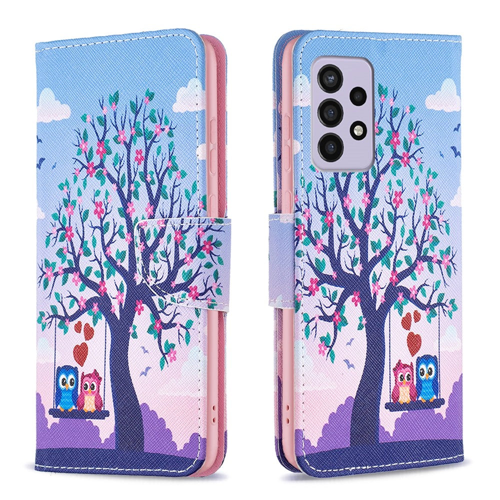 Samsung Galaxy A33 5G Mönstertryck PU-läder Magnetiskt Flip-fodral Stativfunktion Plånboksfodral