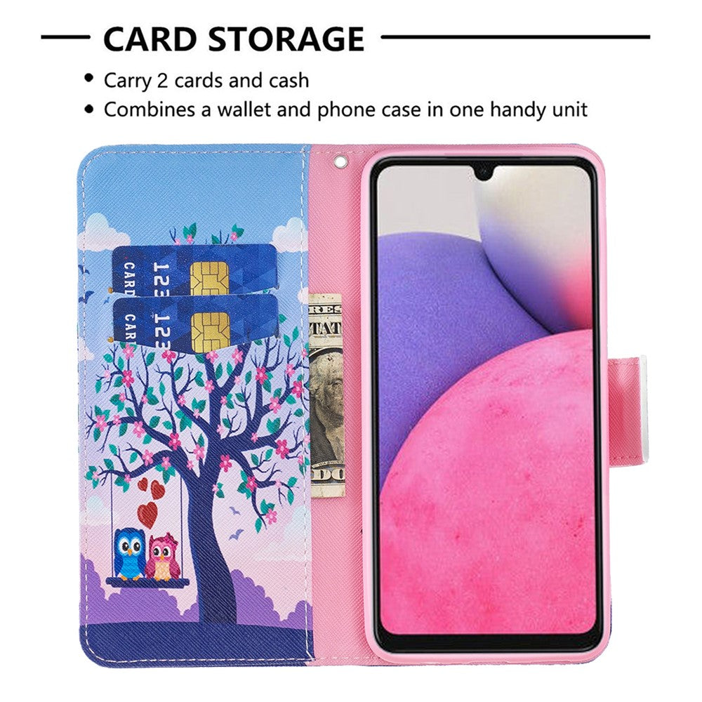 For Samsung Galaxy A33 5G Pattern Printing PU Leather Magnetic Flip Cover Stand Function Wallet Purse Case