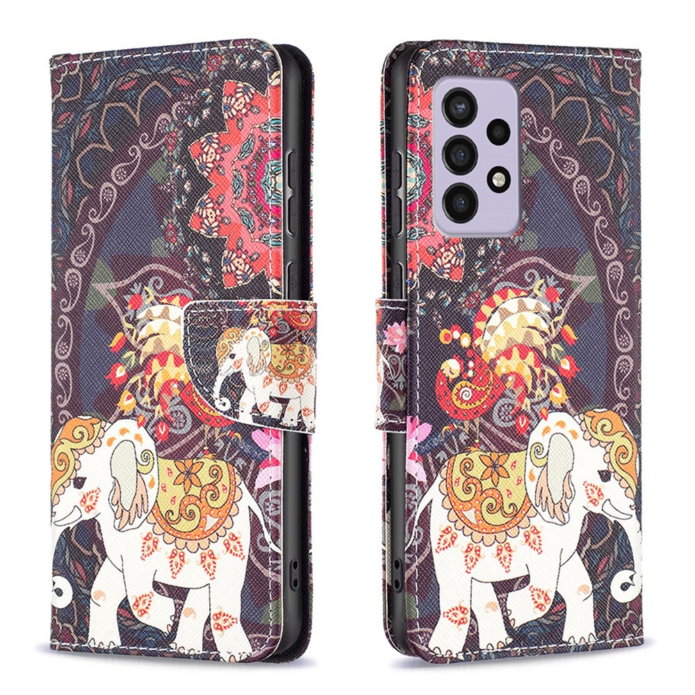 For Samsung Galaxy A33 5G Pattern Printing PU Leather Magnetic Flip Cover Stand Function Wallet Purse Case