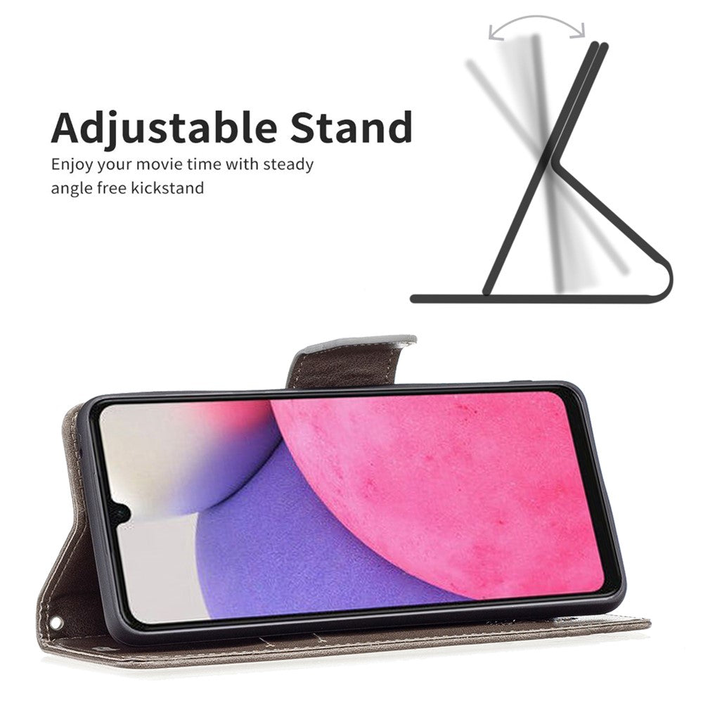 Samsung Galaxy A33 5G Stoppskyddande PU-läder med flera fjärilstryck, flipfodral, plånboksfodral, stativ