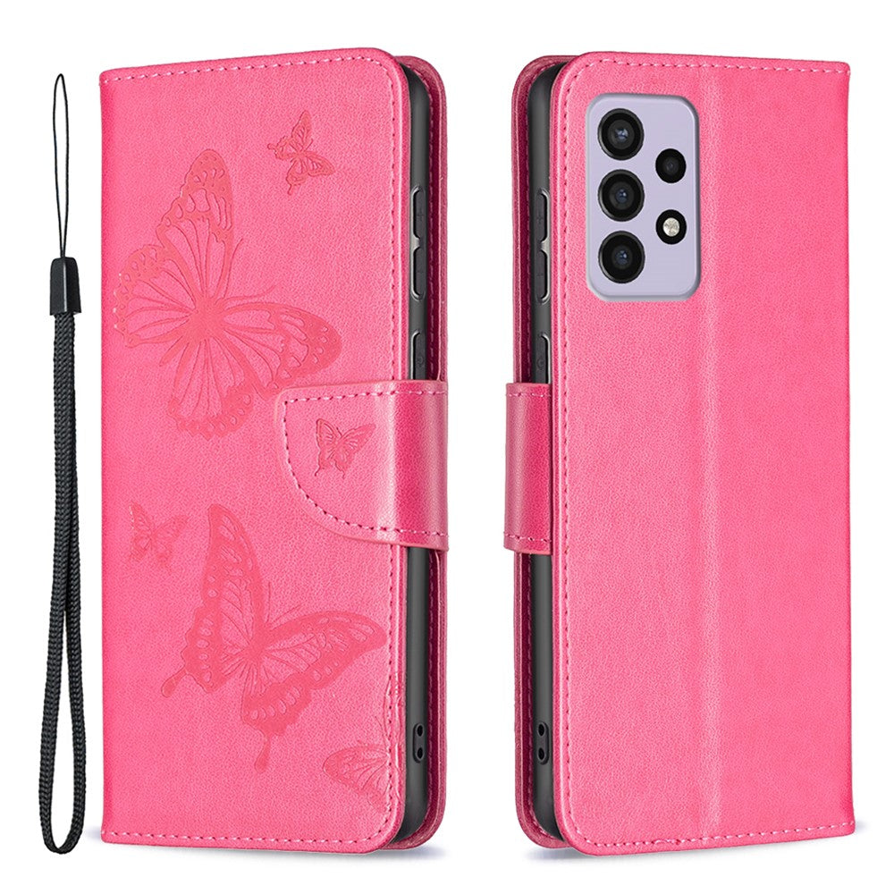 Samsung Galaxy A33 5G Stoppskyddande PU-läder med flera fjärilstryck, flipfodral, plånboksfodral, stativ