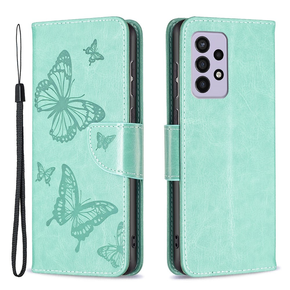For Samsung Galaxy A33 5G Drop-Proof Protection Multiple Butterfly Imprinted PU Leather Flip Folio Cover Wallet Stand Case