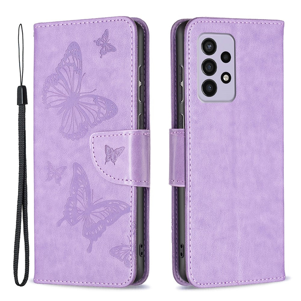 Samsung Galaxy A33 5G Stoppskyddande PU-läder med flera fjärilstryck, flipfodral, plånboksfodral, stativ