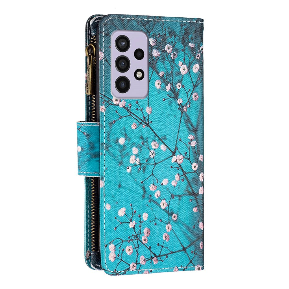BF03 Lynlås Pung Cover til Samsung Galaxy A33 5G, Mønsterprint PU Læder Stand Funktion Flip Cover med Rem