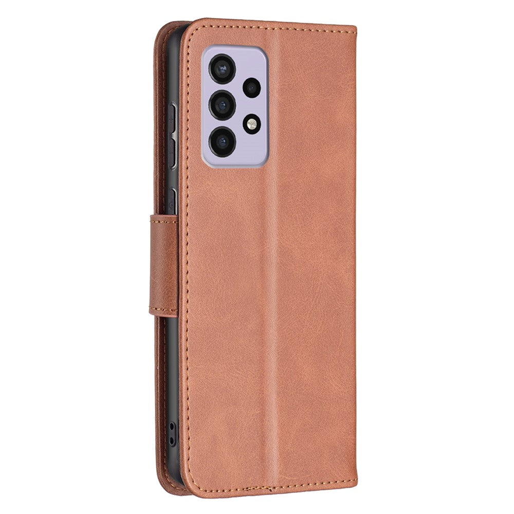 For Samsung Galaxy A33 5G Textured PU Leather Full Protective Wallet Stand Phone Cover with Strap