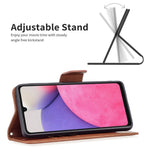 For Samsung Galaxy A33 5G Textured PU Leather Full Protective Wallet Stand Phone Cover with Strap