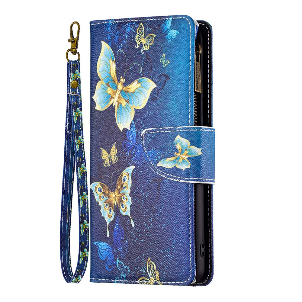 BF03 Pattern Printing Phone Case for Samsung Galaxy A13 4G / A13 5G / A04 4G (164.4mm) PU Leather Zipper Wallet Stand with Strap