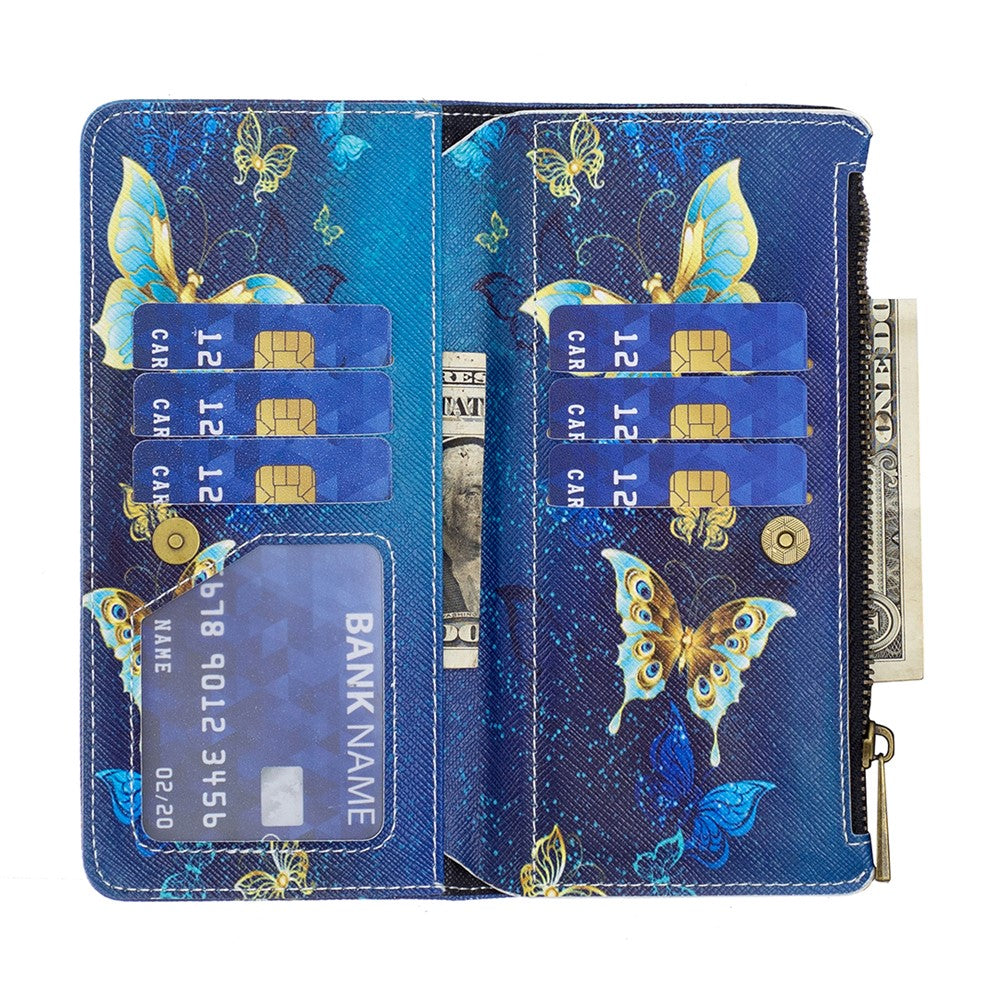 BF03 Pattern Printing Phone Case for Samsung Galaxy A13 4G / A13 5G / A04 4G (164.4mm) PU Leather Zipper Wallet Stand with Strap