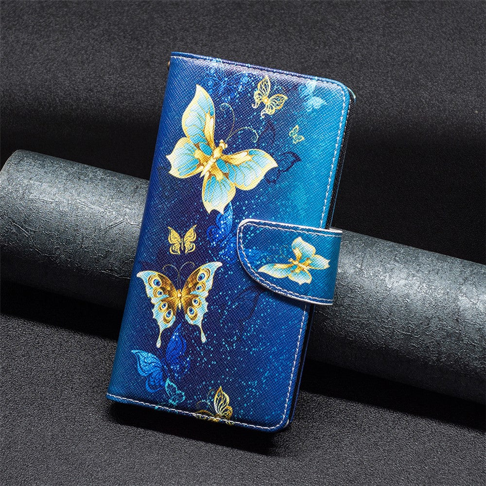 BF03 Pattern Printing Phone Case for Samsung Galaxy A13 4G / A13 5G / A04 4G (164.4mm) PU Leather Zipper Wallet Stand with Strap