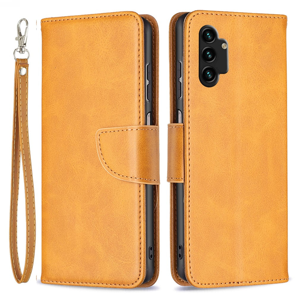 Samsung Galaxy A13 4G / A13 5G / A04 4G (164,4 x 76,3 x 9,1 mm), tekstureret PU-læder-folio-flip-etui med stativ, magnetisk mobilcover og rem