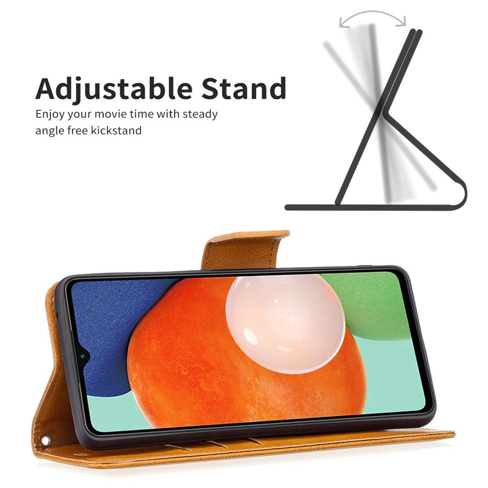Samsung Galaxy A13 4G / A13 5G / A04 4G (164,4 x 76,3 x 9,1 mm), tekstureret PU-læder-folio-flip-etui med stativ, magnetisk mobilcover og rem