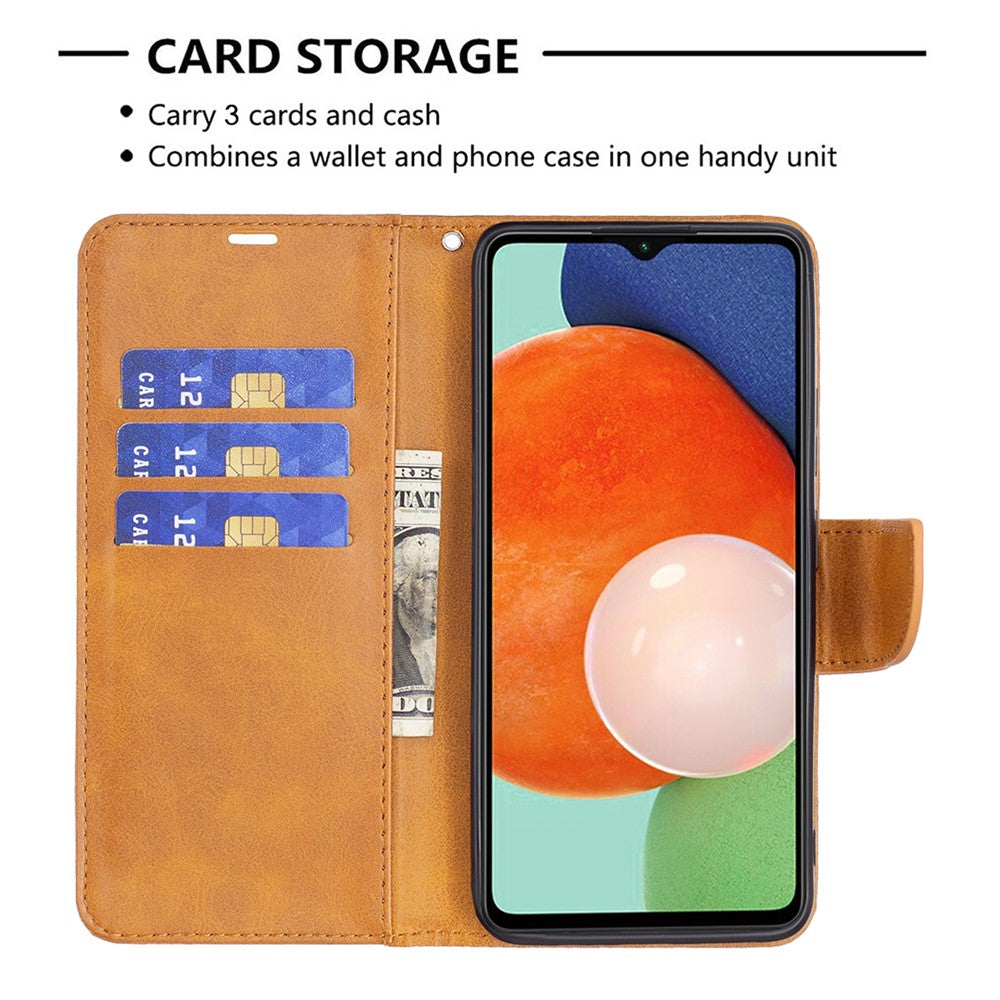 Samsung Galaxy A13 4G / A13 5G / A04 4G (164,4 x 76,3 x 9,1 mm), tekstureret PU-læder-folio-flip-etui med stativ, magnetisk mobilcover og rem