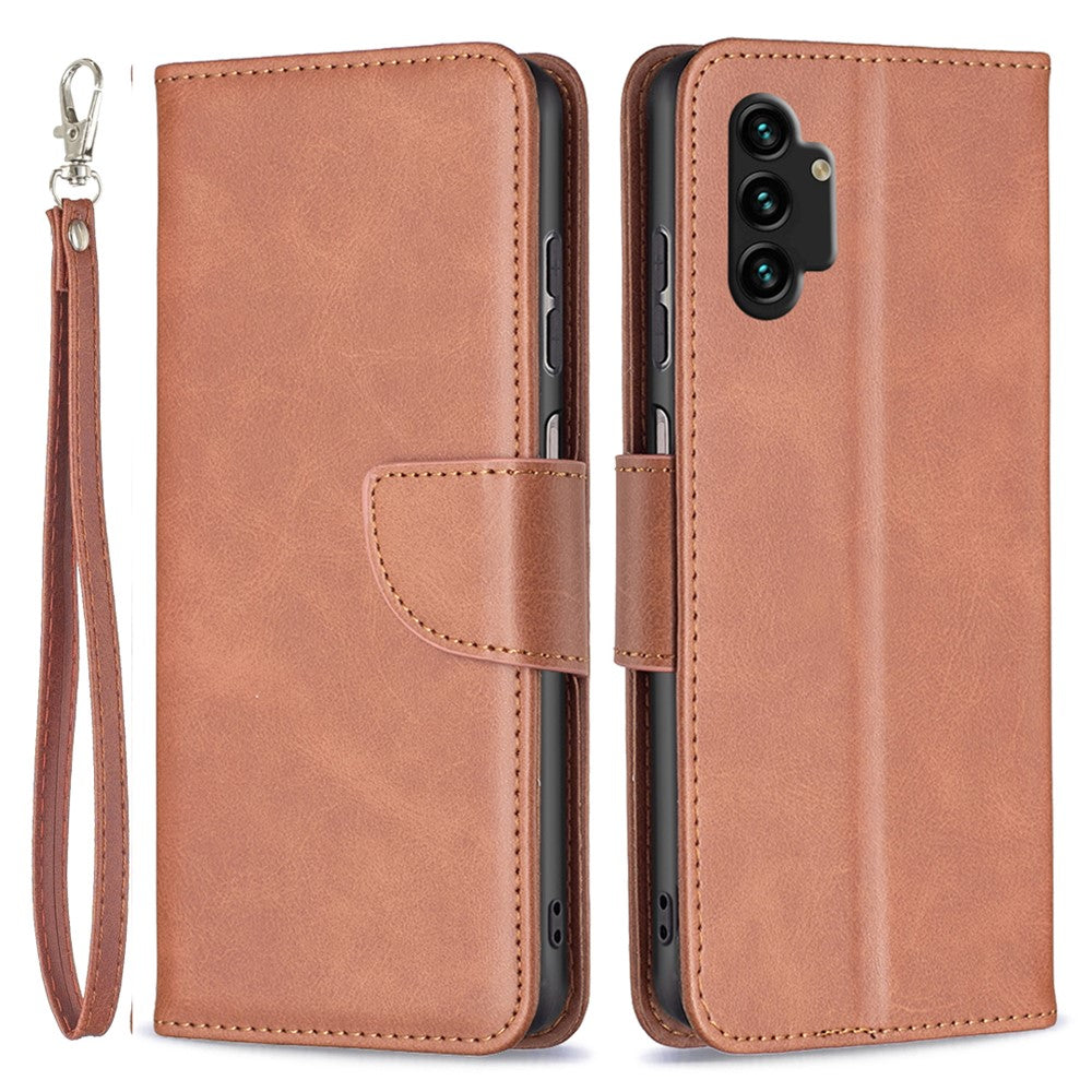 Samsung Galaxy A13 4G / A13 5G / A04 4G (164,4 x 76,3 x 9,1 mm), tekstureret PU-læder-folio-flip-etui med stativ, magnetisk mobilcover og rem