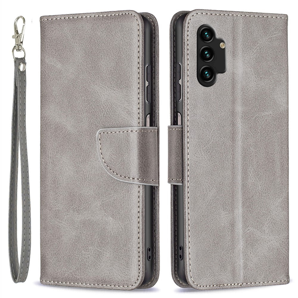 Samsung Galaxy A13 4G / A13 5G / A04 4G (164,4 x 76,3 x 9,1 mm), tekstureret PU-læder-folio-flip-etui med stativ, magnetisk mobilcover og rem