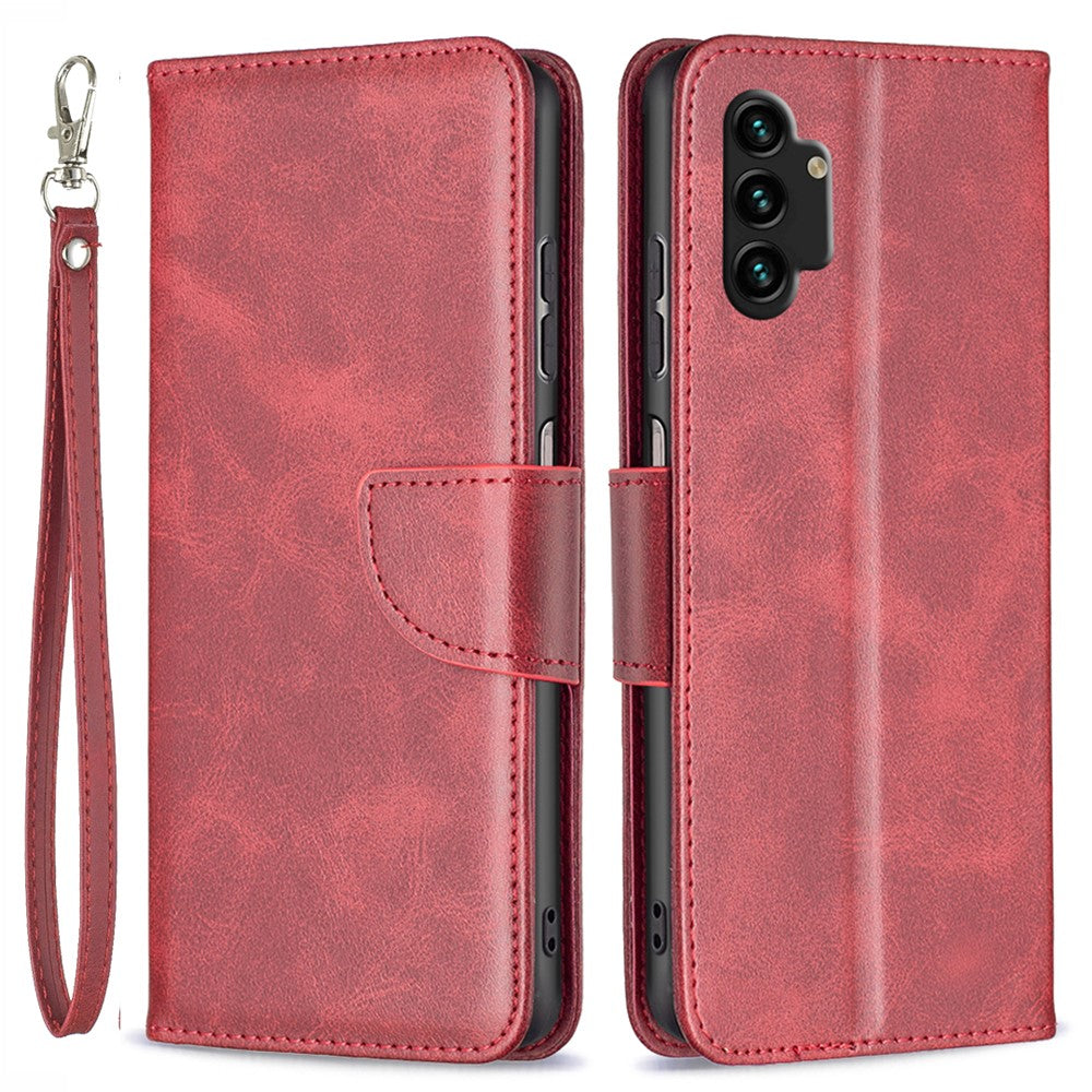 Samsung Galaxy A13 4G / A13 5G / A04 4G (164,4 x 76,3 x 9,1 mm), tekstureret PU-læder-folio-flip-etui med stativ, magnetisk mobilcover og rem