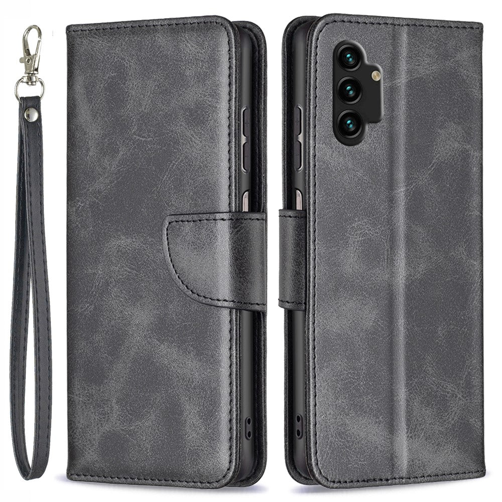 Samsung Galaxy A13 4G / A13 5G / A04 4G (164,4 x 76,3 x 9,1 mm), tekstureret PU-læder-folio-flip-etui med stativ, magnetisk mobilcover og rem