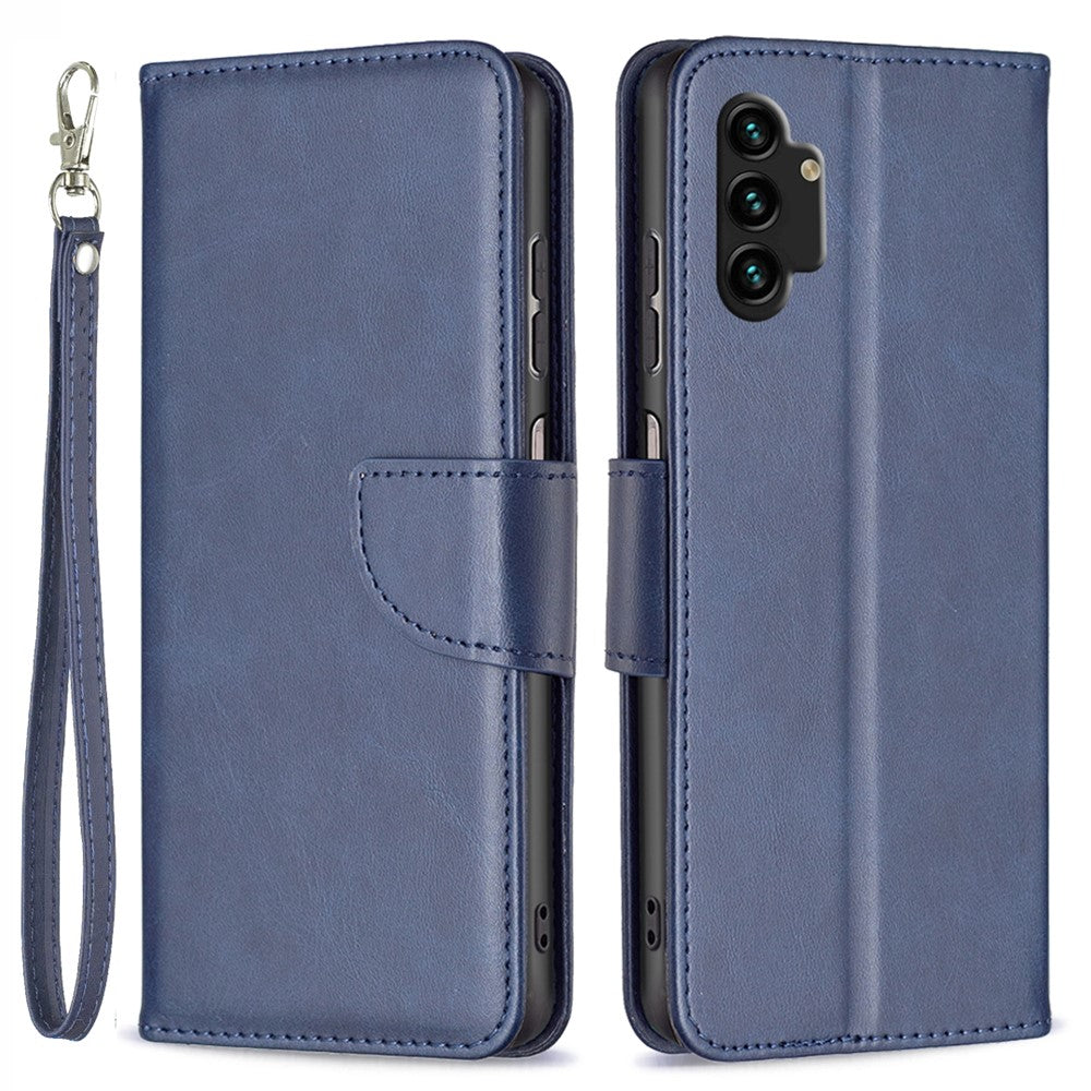 Samsung Galaxy A13 4G / A13 5G / A04 4G (164,4 x 76,3 x 9,1 mm), tekstureret PU-læder-folio-flip-etui med stativ, magnetisk mobilcover og rem