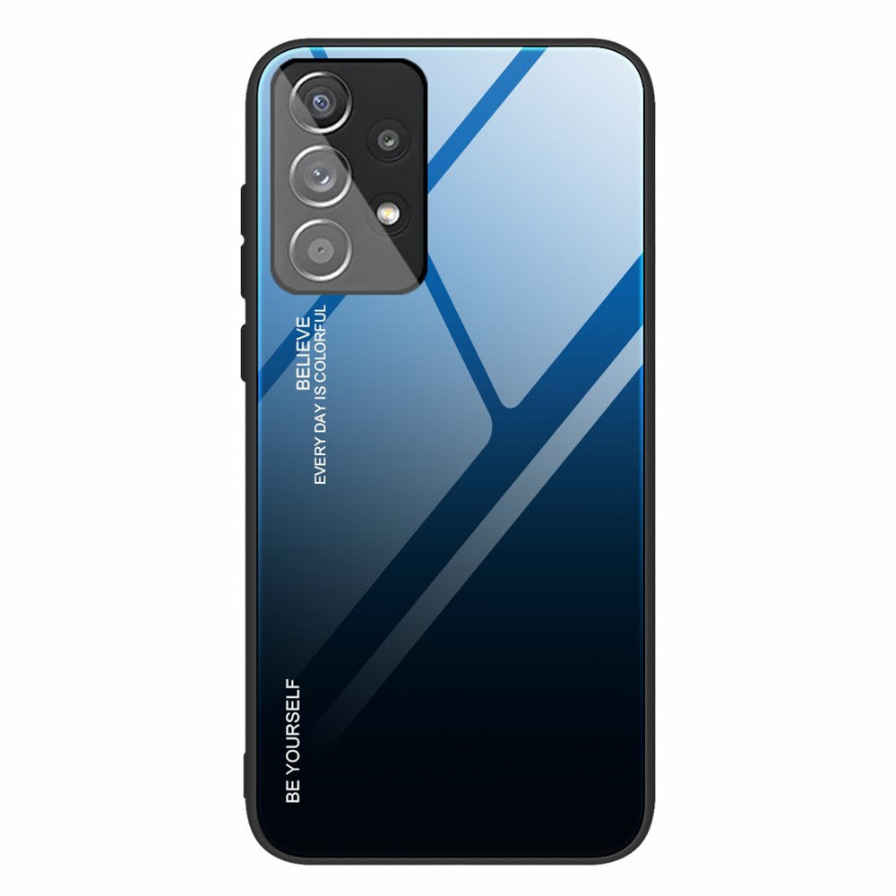 Samsung Galaxy A33 5G Stoppsäkert Reptåligt Gradient Härdat Glas Skyddsfodral TPU Ram Mobilskal
