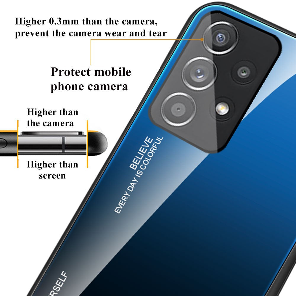 For Samsung Galaxy A33 5G Drop-proof Anti-scratch Gradient Tempered Glass Protective Cover TPU Frame Cell Phone Case