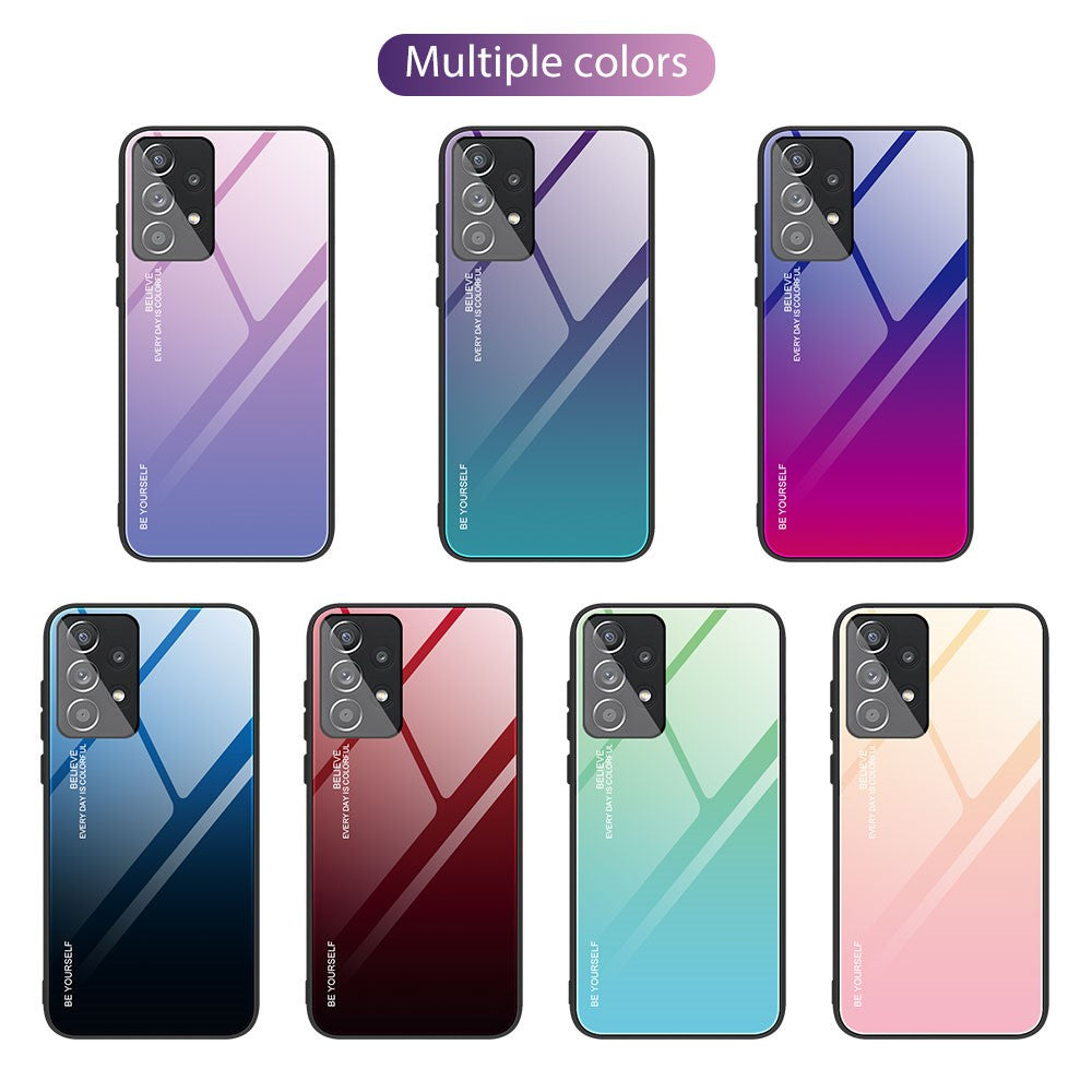 For Samsung Galaxy A33 5G Drop-proof Anti-scratch Gradient Tempered Glass Protective Cover TPU Frame Cell Phone Case