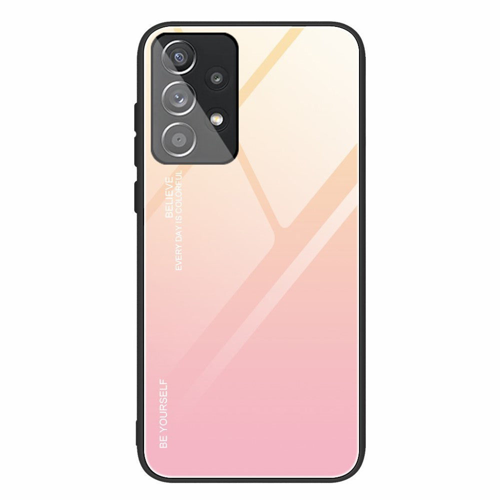 Samsung Galaxy A33 5G Stoppsäkert Reptåligt Gradient Härdat Glas Skyddsfodral TPU Ram Mobilskal