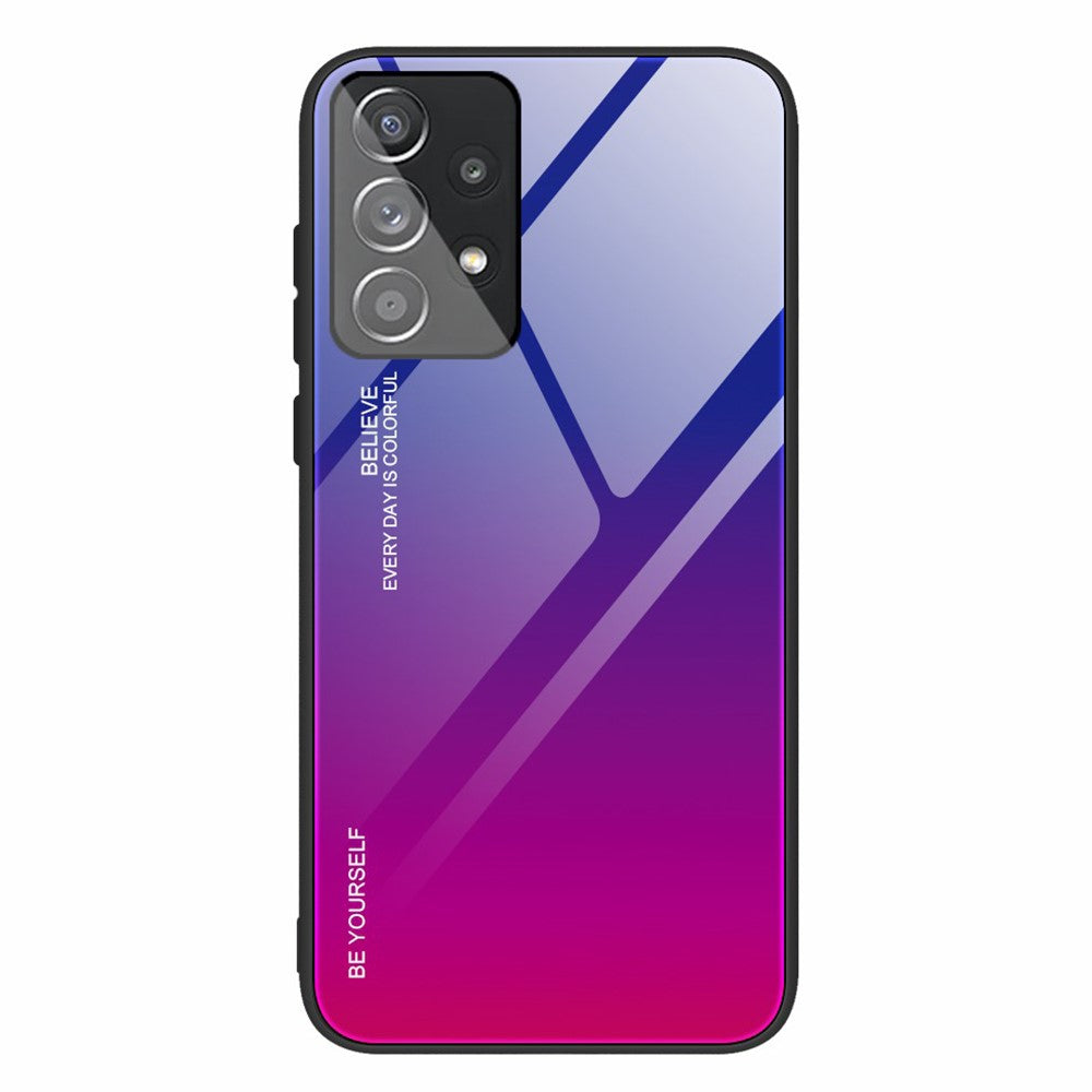 For Samsung Galaxy A33 5G Drop-proof Anti-scratch Gradient Tempered Glass Protective Cover TPU Frame Cell Phone Case
