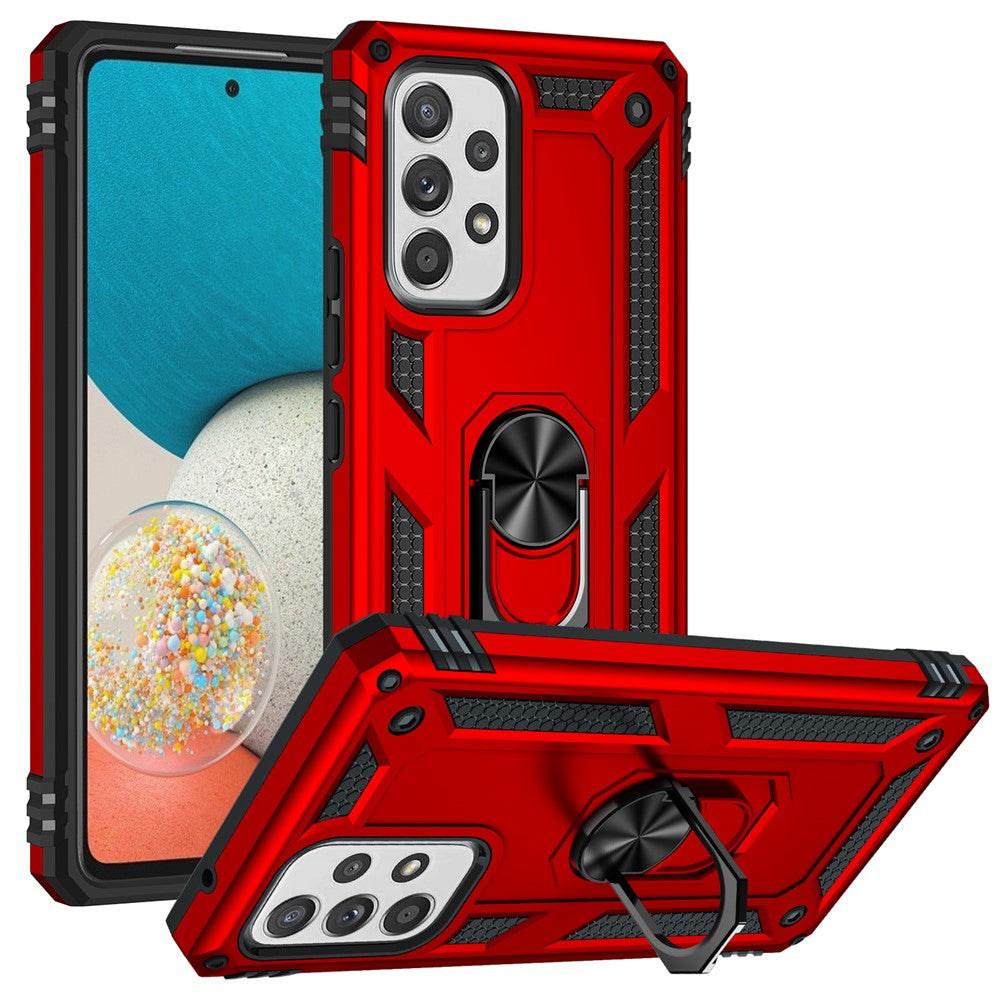 For Samsung Galaxy A53 5G PC + TPU Hybrid Phone Case with Ring Kickstand Built-in Magnetic Metal Plate