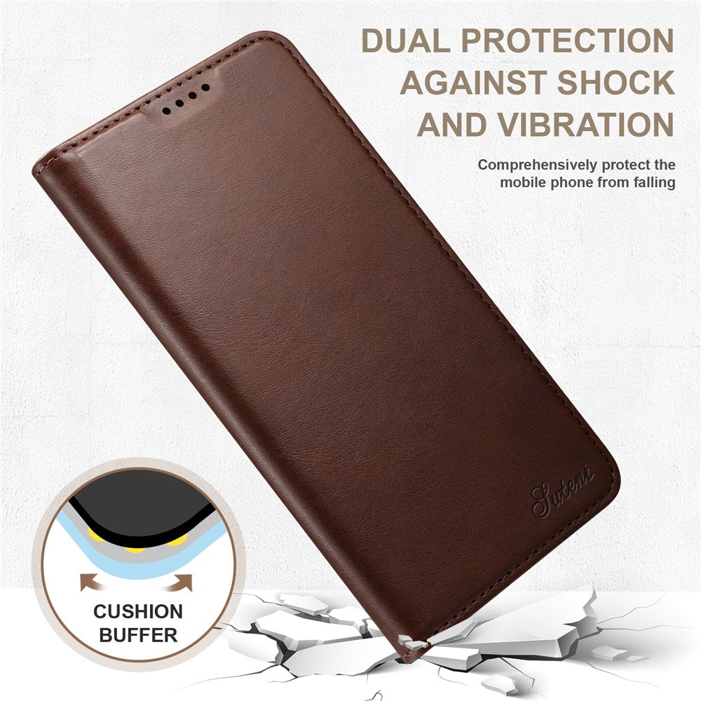SUTENI för Samsung Galaxy S22+ 5G Självabsorberande Magnetiskt Välskyddat Stativ Plånbok Läder Reptåligt mobilskal