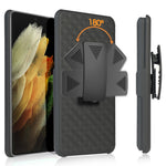 Vävd texturerad bältesklämma, stödfodral för Samsung Galaxy S22 Ultra 5G, PC + TPU hybridskal med glidande fodral