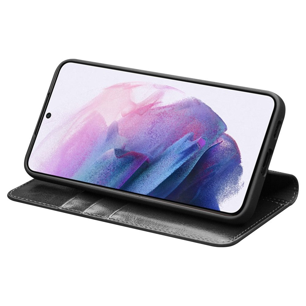 QIALINO for Samsung Galaxy S22+ 5G Folio Flip Stand Design Anti-Fall Genuine Leather Mobile Phone Case with Wallet