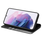 QIALINO til Samsung Galaxy S22 5G Velbeskyttet Anti-fald Folio Flip Wallet Design Ægte Læder Mobiltelefon Cover