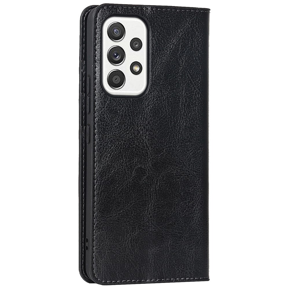 For Samsung Galaxy A33 5G Magnetic Auto Closing Crazy Horse Texture Genuine Leather Cover Drop-proof Protection Stand Flip Wallet Case