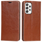 For Samsung Galaxy A33 5G Magnetic Auto Closing Crazy Horse Texture Genuine Leather Cover Drop-proof Protection Stand Flip Wallet Case
