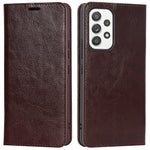 For Samsung Galaxy A33 5G Magnetic Auto Closing Crazy Horse Texture Genuine Leather Cover Drop-proof Protection Stand Flip Wallet Case