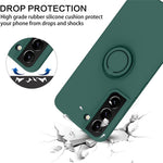 For Samsung Galaxy S22+ 5G Finger Ring Kickstand Design Built-in Metal Sheet Liquid Silicone Cell Phone Case Shell