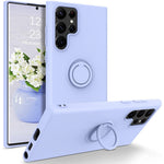 Samsung Galaxy S22 Ultra 5G Fingerring Stöddesign Reptålig Enfärgad Flytande Silikon Mobilskal