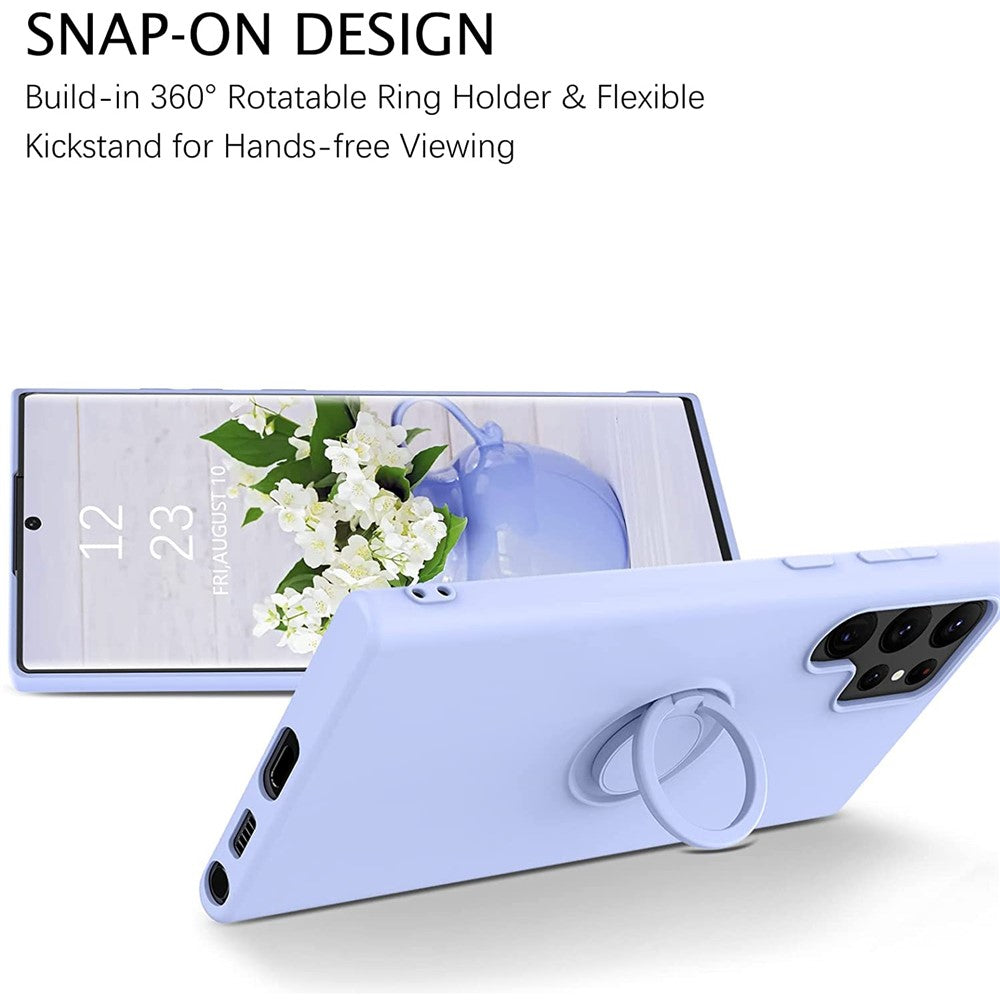 Samsung Galaxy S22 Ultra 5G Fingerring Stöddesign Reptålig Enfärgad Flytande Silikon Mobilskal