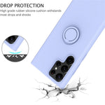 Samsung Galaxy S22 Ultra 5G Fingerring Stöddesign Reptålig Enfärgad Flytande Silikon Mobilskal