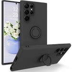 Samsung Galaxy S22 Ultra 5G Fingerring Stöddesign Reptålig Enfärgad Flytande Silikon Mobilskal