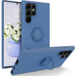 Samsung Galaxy S22 Ultra 5G Fingerring Stöddesign Reptålig Enfärgad Flytande Silikon Mobilskal