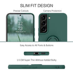 Til Samsung Galaxy S22 5G Ridsefast Ensfarvet Fingerring Støtteben Design Flydende Silikone Beskyttelsescover