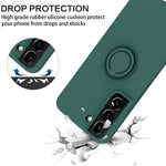 Til Samsung Galaxy S22 5G Ridsefast Ensfarvet Fingerring Støtteben Design Flydende Silikone Beskyttelsescover