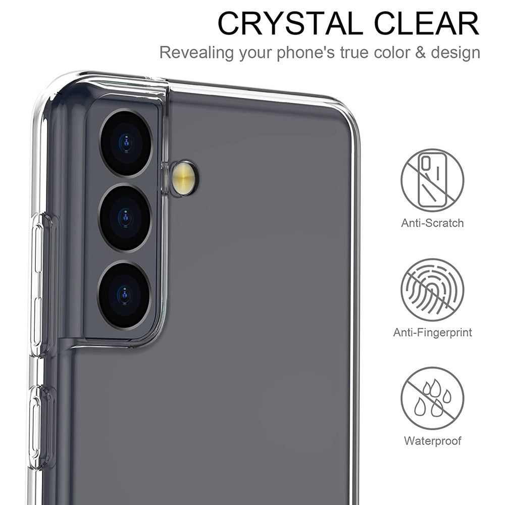 For Samsung Galaxy S22+ 5G Soft TPU Clear Anti-fingerprint Cover with Full Glue 0.1mm Tempered Glass Screen Protector (Support Fingerprint Unlocking)
