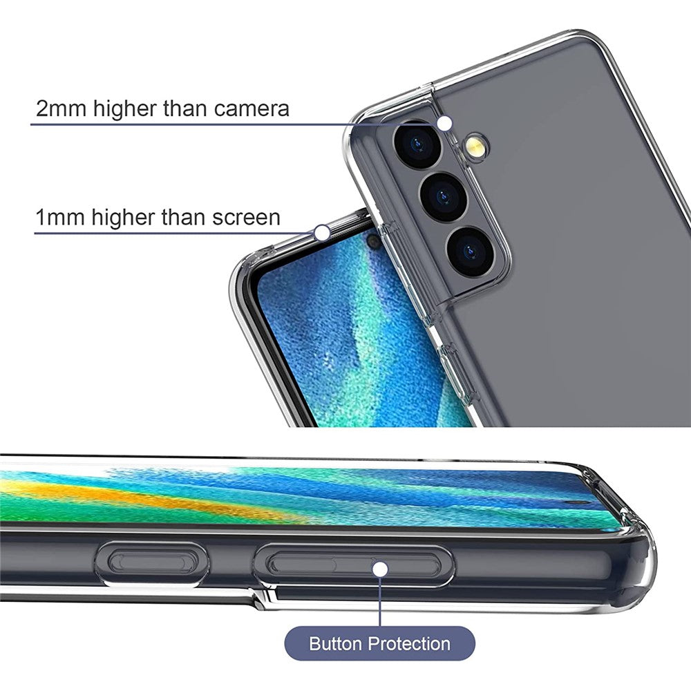 For Samsung Galaxy S22+ 5G Soft TPU Clear Anti-fingerprint Cover with Full Glue 0.1mm Tempered Glass Screen Protector (Support Fingerprint Unlocking)
